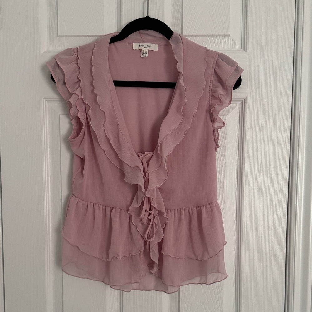 Pink Ruffled Blouse by Haver + Blair